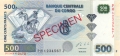 Congo Democratic Republic 500 Francs, 30. 6.2013